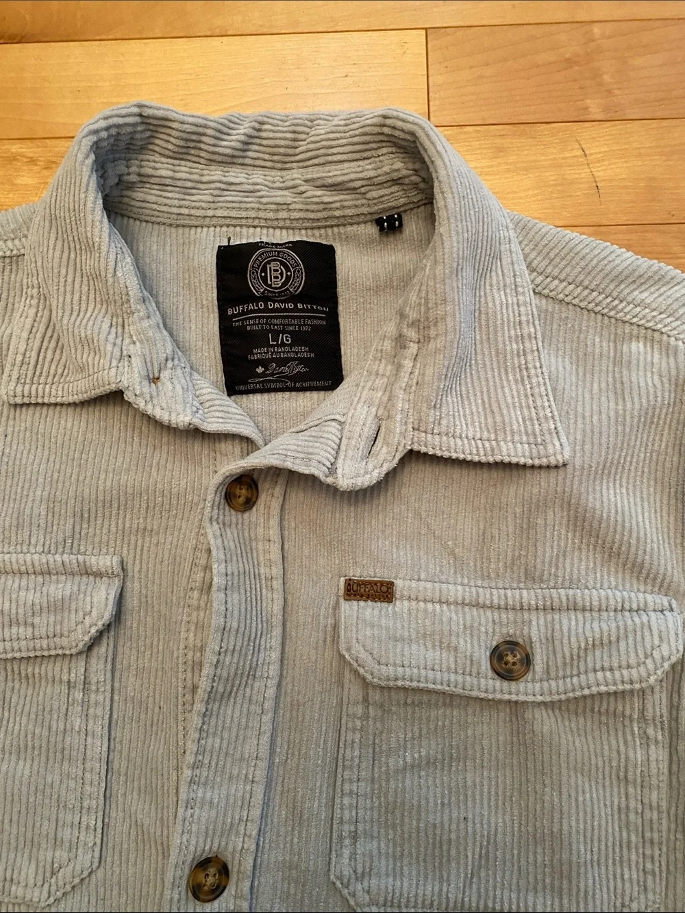 Buffalo David Bitton Men's Light Gray Corduroy Button-Down Shirt Jacket